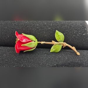 Elegant Red Rose Brooch